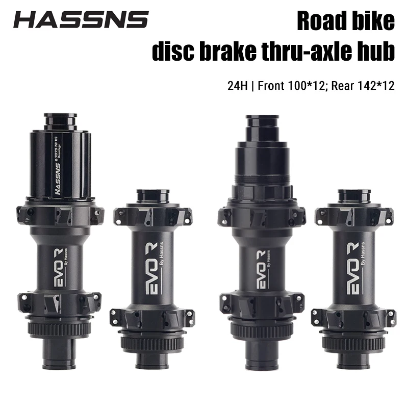 HASSNS EVOR Road Bike Hub Disc Brake Freehub Thru Cube 24 Holes Hub Bicycle Bushings Rear Cube Cycling Freehub 11 Speed