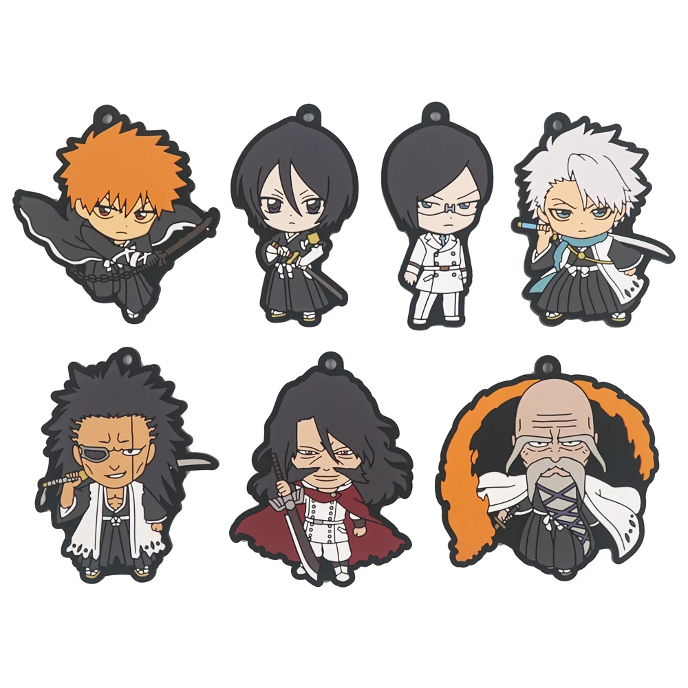 BLEACH: Thousand-Year Blood War Anime Hitsugaya Toushirou Kuchiki Rukia Kurosaki Ichigo Uryuu Zaraki Kenpachi Rubber Keychain