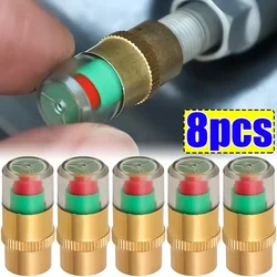 8/1pcs Car Tire Pressure Indicator Tire Pressure Gauge Indicator Alert Monitoring Valve Cap Sensor External Valve Detection