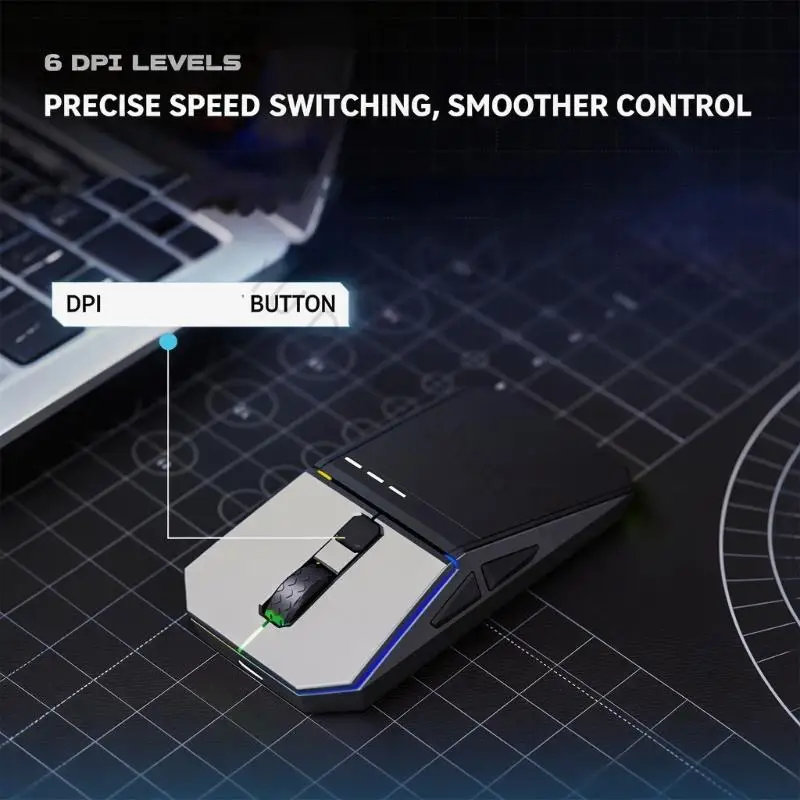 96BA 3 Mode Gaming Mouse 2.4G Bluetooth-Compatible 12800DPI LED Double Zone for Gaming