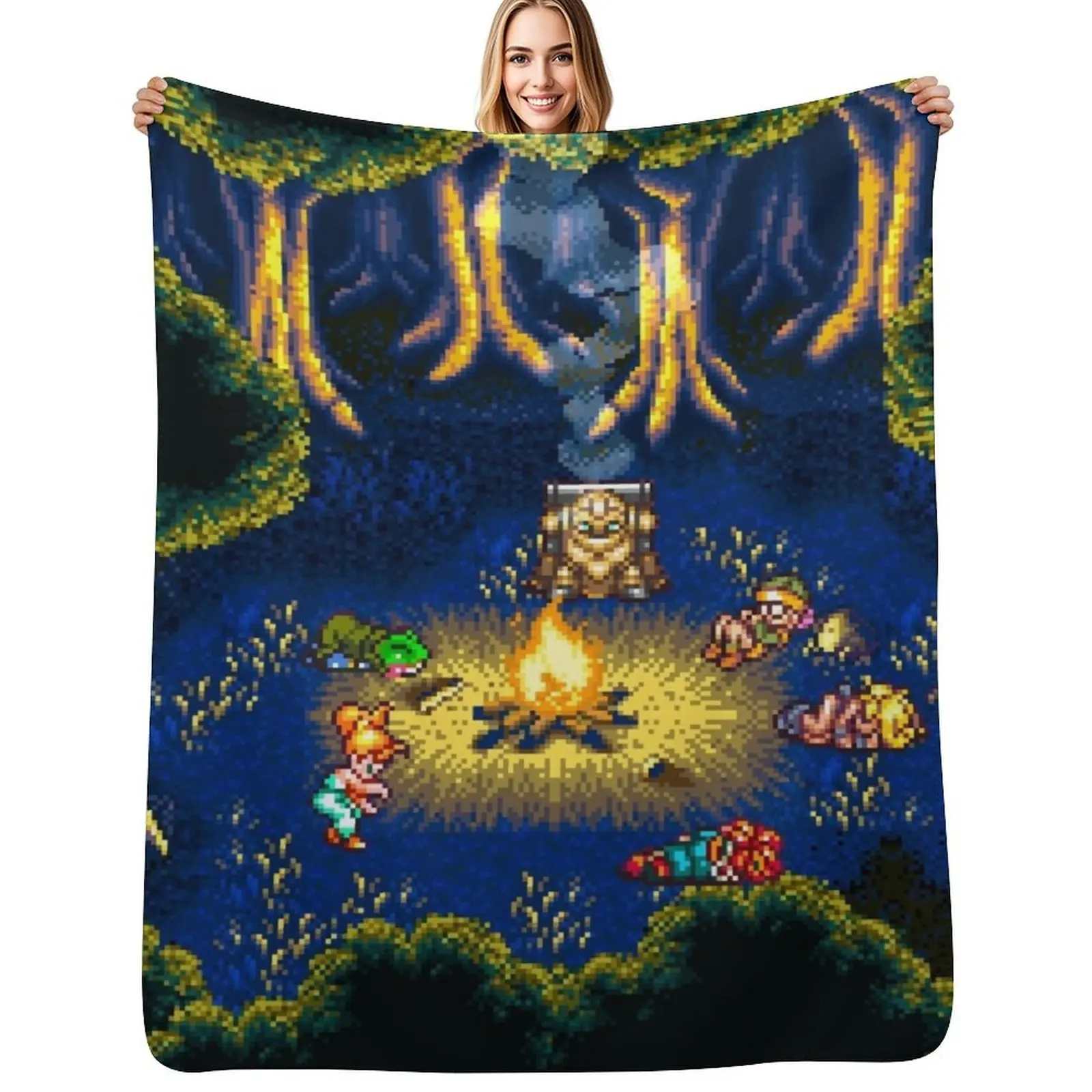 

Chrono Trigger Campfire Throw Blanket Soft Comfort Blanket for Reading Watching TV
