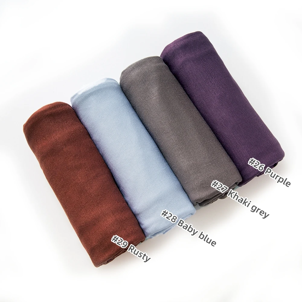 29 farben Günstige Jersey Hijab Schal Solide Muslimischen Lange Schals Turban Schal Elastische Baumwolle Arabischen Kopftuch Kopf Wraps Saudi Hijabs – Detail 6