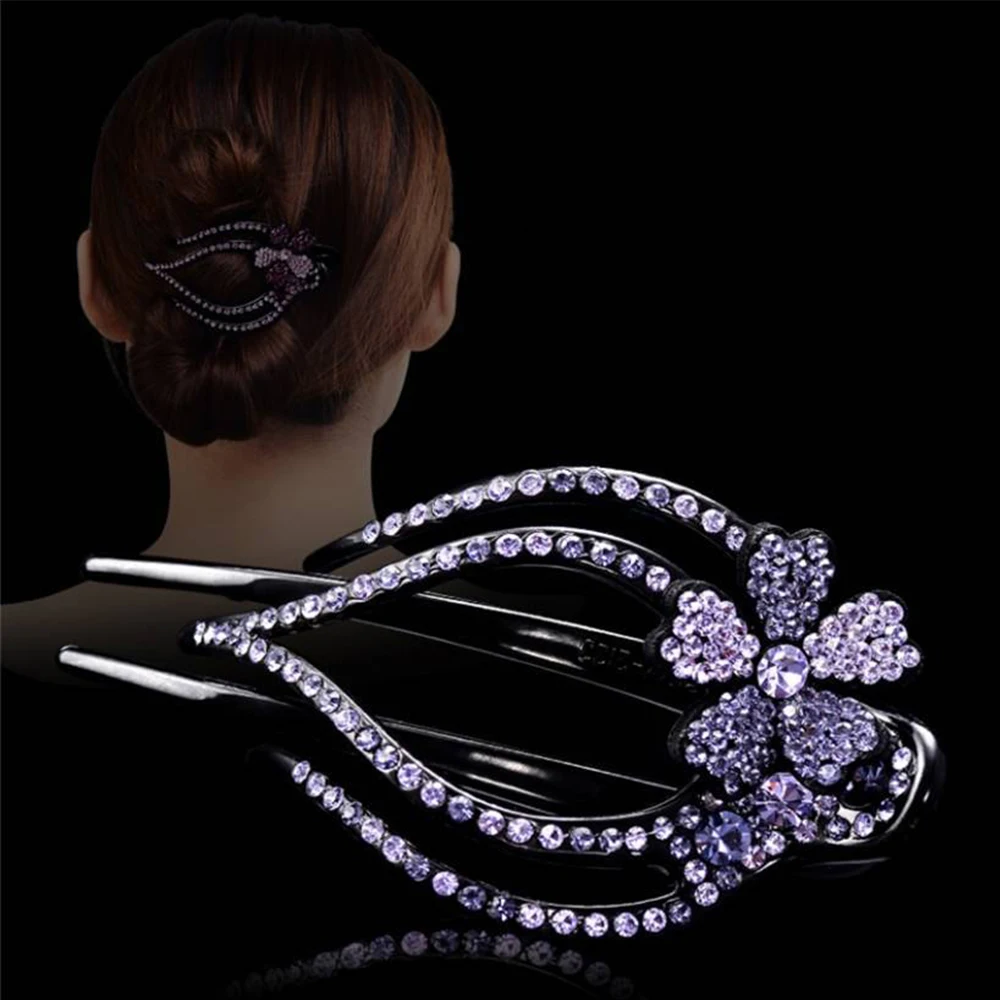 

Elegant Ladies Disk Hair Rhinestone Shiny Handmade Hairgrip Crystal Hair Clip Hair Accessories Hair Claws