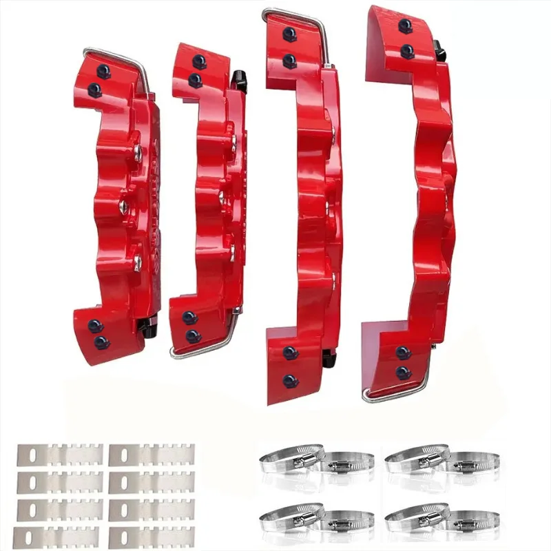 Carbon Fiber Red 2*2 Pcs Fixing By Screws ABS Plastic Brake Caliper Cover 3D Logo For BMW Audi Mecerdes Benz Lexus KIA Honda view 5
