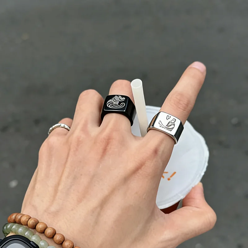 

Man Woman Photo Logo Text Personalized Rings Stainless Steel Fashion Custom Image Portrait Laser Engraved Ring Lovers Jewelry