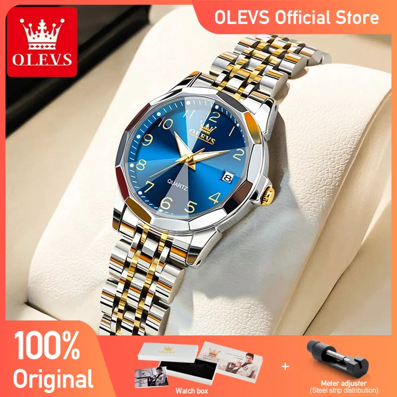 OELVS Women\'s Watches Luxury Roman Numerals Dial Watch for Women Rhombus Mirror Waterproof Luminous Wristwatch Date Ladies Dress