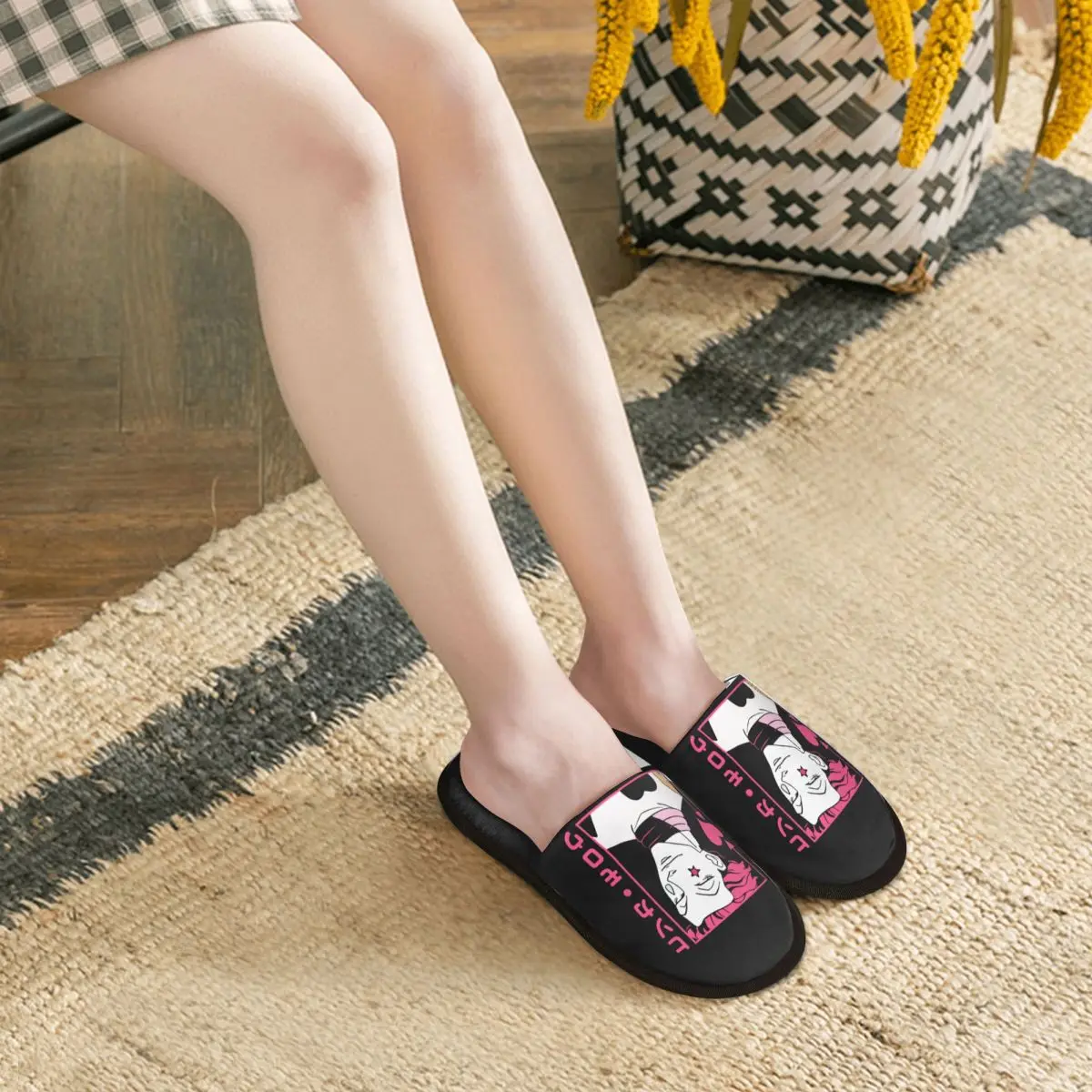 Custom Hunter X Hunter House Slippers Women Soft Memory Foam Hisoka Morow HxH Slip On Bedroom Slipper Shoes