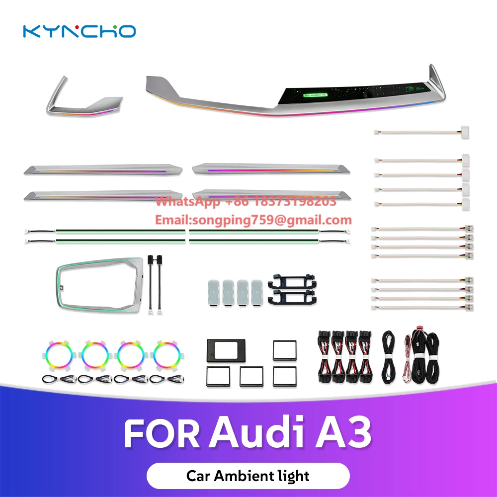 

Для Audi A3 8Y: Интеллектуальная RGB LED-подсветка салона, многоцветная симфоническая подсветка, автомобильное интерьерное освещение