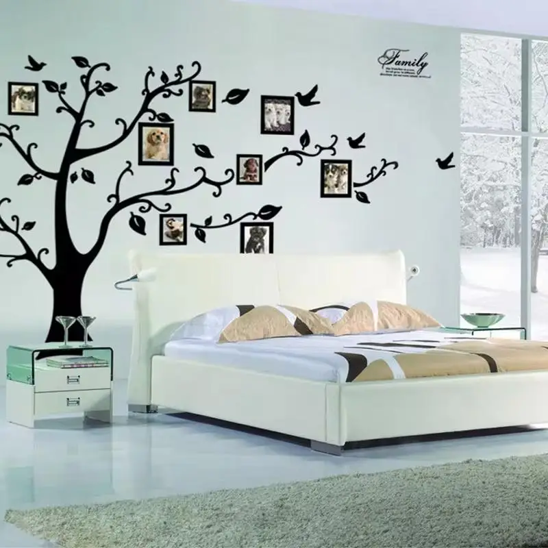 Large Black 3D DIY Photo Tree PVC Wall Decals Family Tree Living Room Background Decoration Wall Stickers Self-adhesive Mural