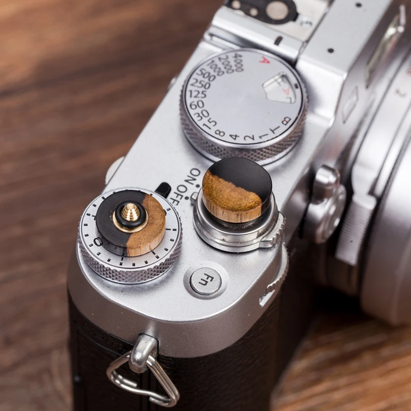 Botón de liberación del obturador de superficie cóncava de madera para Fujifilm X100F, X100V, XT4, XT30, 20, XPRO2XE3, M10P, Fuji X100F