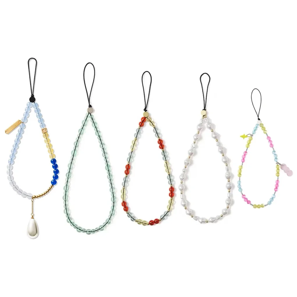 

Pearl Pendant Universal Beads Phone Charm Short Chain Mobile Phone Straps for IPhone Lanyard Bracelet for Samsung Galaxy