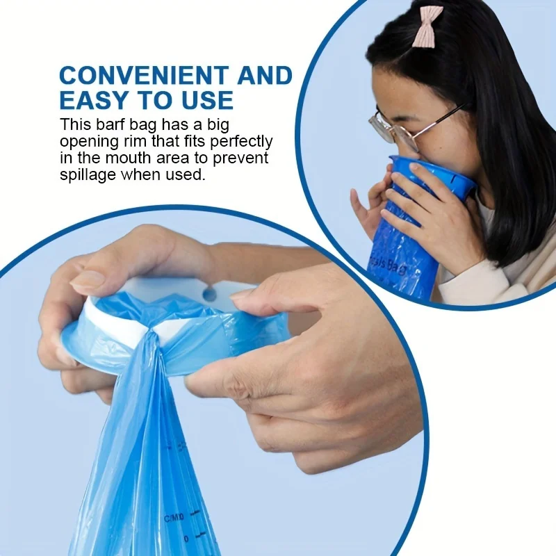 10pcs Disposable Vomit Bags Portable Blue Bin Bag Suitable For Car Bin Bag Travel Planes Children To Alleviate Motion Sickness