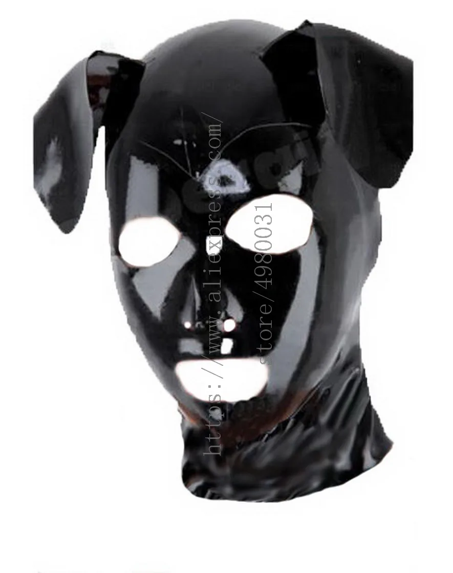 

Black dog latex hood mask what is made of 0.4mm thickness natural & flexible latex materials