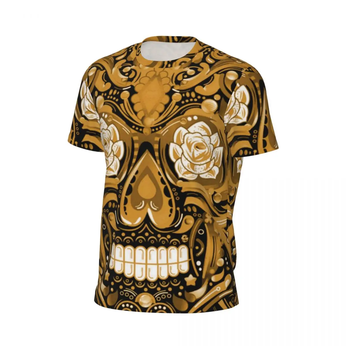 브론즈 스팀펑크 슈가 해골 힙합 운동복 티셔츠, 반팔 속건성 티셔츠, 여름 스트리트웨어, 오버사이즈 티