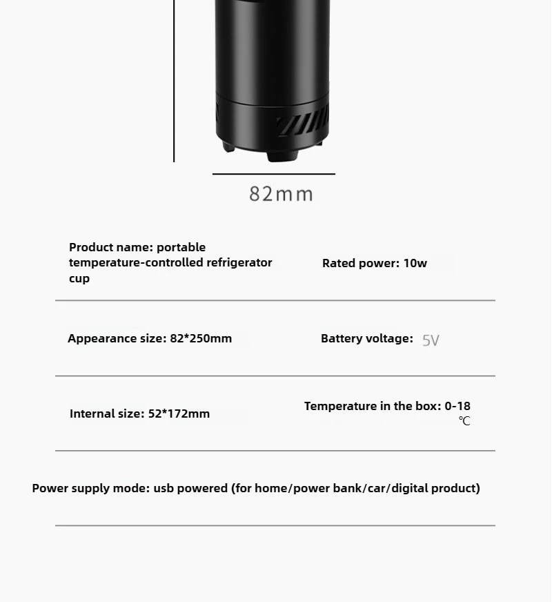 5L Refrigerated Cup, Portable Refrigerator Refrigerated Semiconductor Mini Refrigerator Digital Display Temperature Control