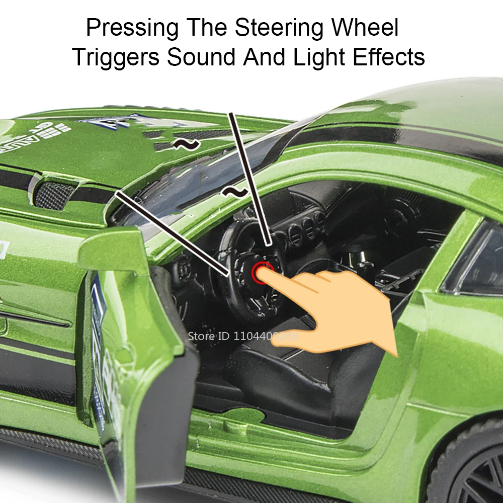 1:32 gt3 pista carro gtr modelo brinquedo som luz puxar para trás corpo de metal pneus de borracha carros da polícia modelos coleção presente para meninos