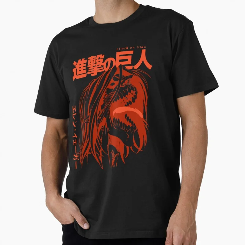 

Design Red Shingeki No Kyojin Attack On Titan Gift t shirt Anime lover Manga Graphic Y2K clothes Large size Tops cartoon shirts