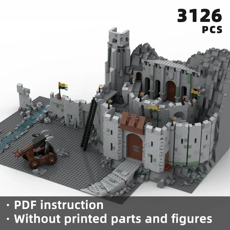 

rings movie scene stronghold bricks military fortress castle blocks knight wizard moc medieval architecture bricks fortress gift