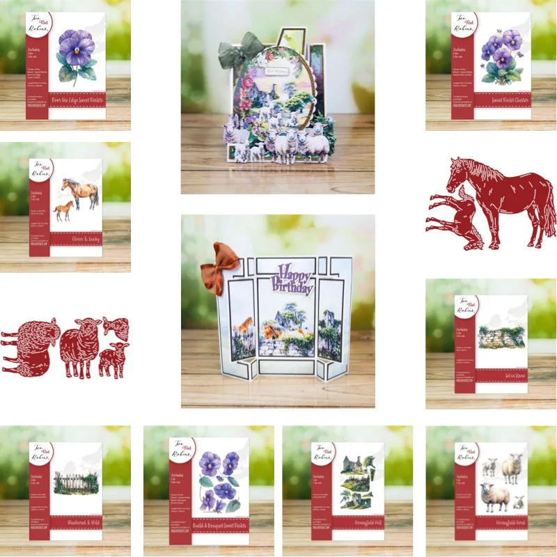 Troqueles de corte Clover & Lucky Honey Field Herd, plantilla de decoración para álbum de recortes y diario, plantilla de grabado en relieve, tarjeta de felicitación DIY hecha a mano