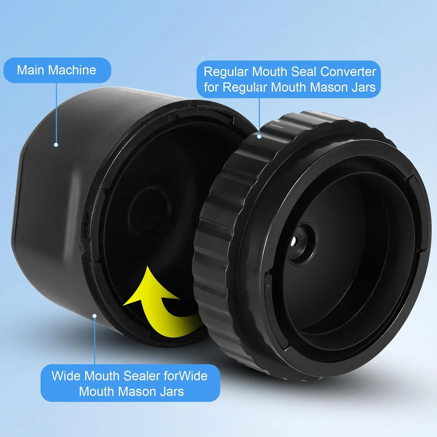 Sigillatrice sottovuoto, per barattoli di vetro a bocca larga e bocca normale, macchina per sigillare sottovuoto per alimenti (arresto automatico)
