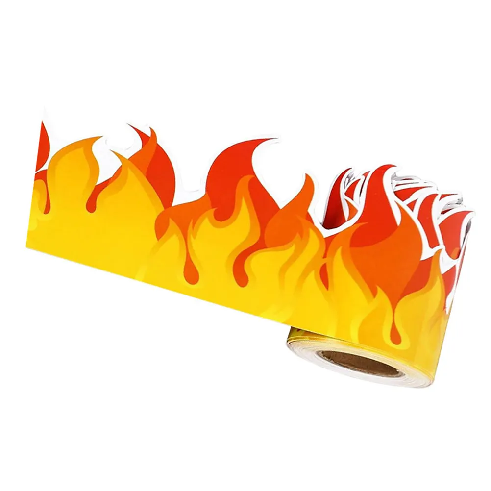 

Bulletin Board Border Flame Trim Decal DIY Bright Flame Shape Chalkboard Border Sticker Classroom Office Bulletin Wall