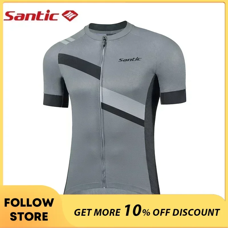 

Santic Men Cycling Short Sleeve Multicolor Summer MTB Bike Shirts Full Zipper Breathable Bicycle Quick Drying Jersey Asian Size