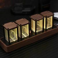 RGB Nixie Tube Clock LED Desktop Clock Vintage USB Powered Color Changing Glow Tube Gift Alarm Clock Home Decoration