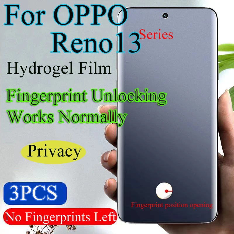 Reno13Pro Soft Screen Protector For OPPO Reno13 Pro Privacy Hydrogel Film Reno 13Pro Fingerprint Unlocking Works Normally Soft