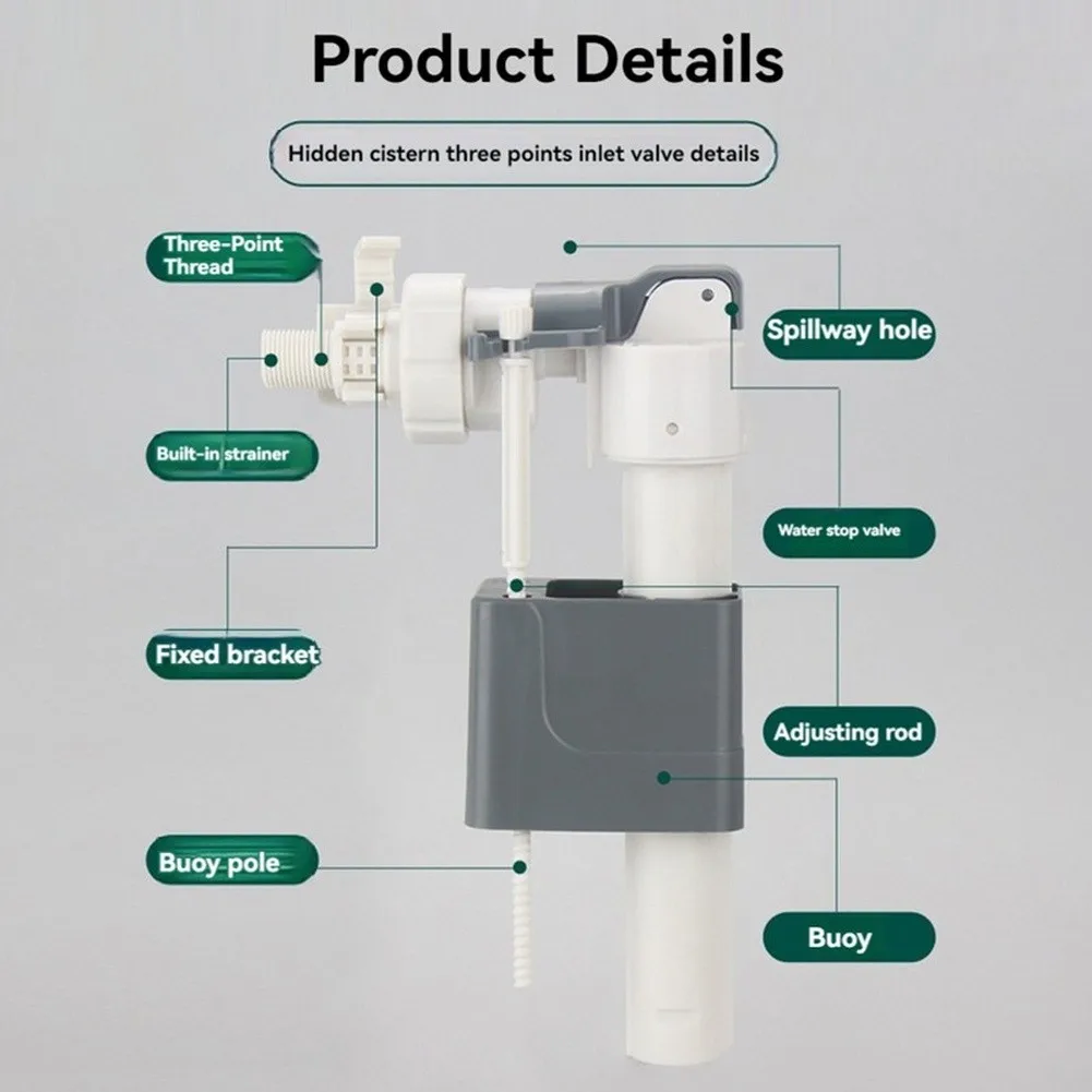 In-Wall Toilet Inlet Valve for Bathroom Water Tank Connection G3/8 Thread Compatible with Standard Wall-Mounted Toilets