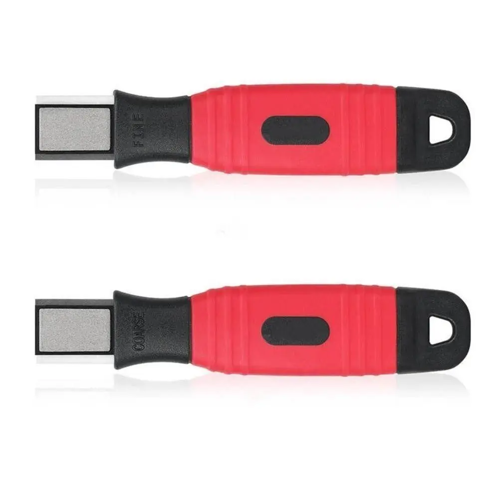 Portable Handheld Sharpening Stone Non-slip Metal Pocket Sharpener Red Grinding Garden Tool Sharpener Hand Tools