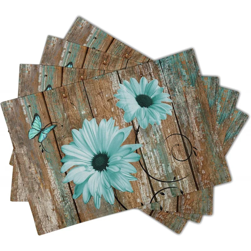 VIKAMA Retro Wood Grain Placemat Oil Resistant And Waterproof Dining Table Insulation Mat Home Dining Table Decoration