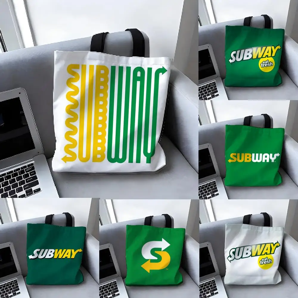 Fast-food restaurant S-Subway LLC Storage Bags Versatile LargeCapacity Canvas Shoulder Bag Women's Casual Versatile Tote Bag