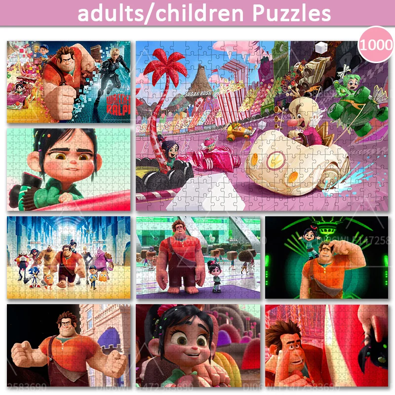 Jigsaw Puzzles Disney Wreck-It Ralph Poster 1000 Pieces Wooden Puzzles Kids Educational Toys Print Clear Gifts Adult Game Toy