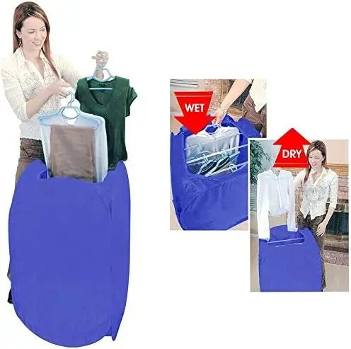 

Portable Clothes Dryer Laundry Dryer Machine Folding Fast Clothing Drying Heater 800W With Rack For Dormitory Laundry Blue