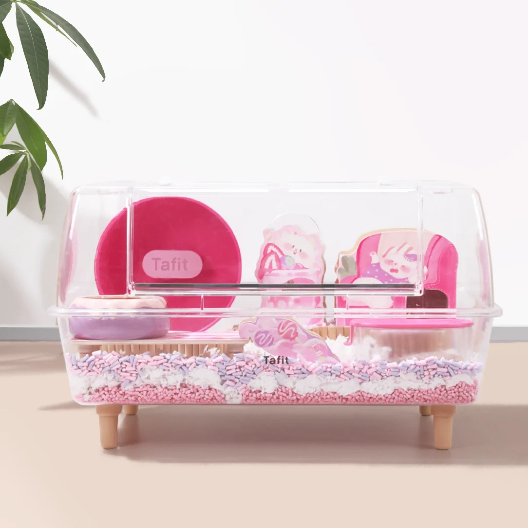 

Для оптовой продажи, прозрачная акриловая клетка для хомяка 62, товары для мелких животных с пластиковым ландшафтным дизайном дома для коробков для разведения