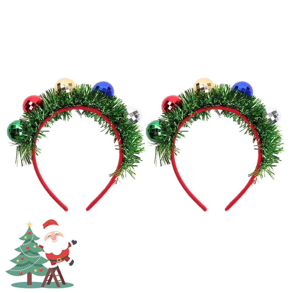 

2 Pcs Christmas Headpiece Merry Garland Holiday Hair Band Spotlight Ball Headband Headbands for Kids Headwear Headgear