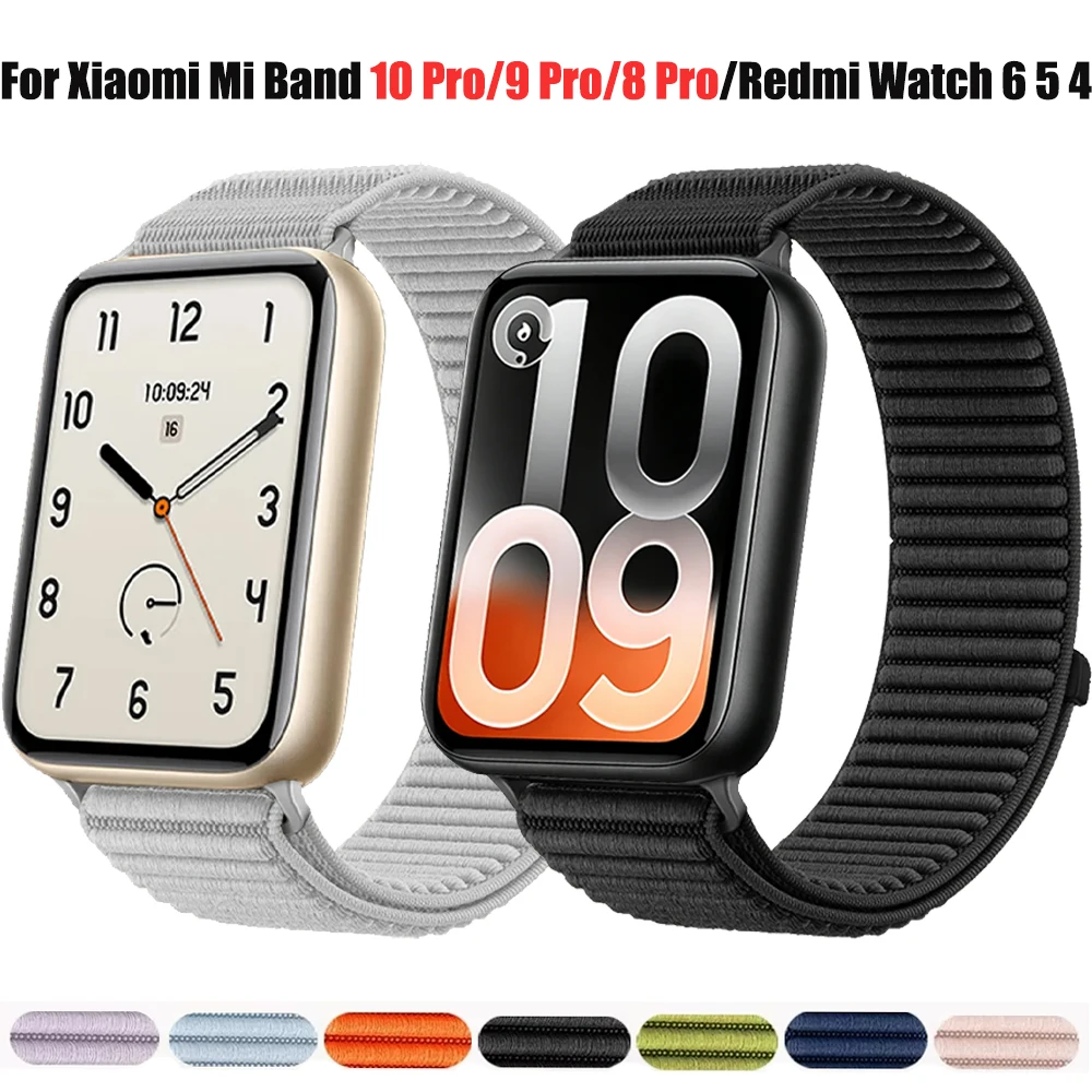 Nylon-Schlaufenarmband für Xiaomi Mi Band 10 Pro/9 Pro/8 Pro, atmungsaktives Ersatzarmband für Redmi Watch 6 5 4