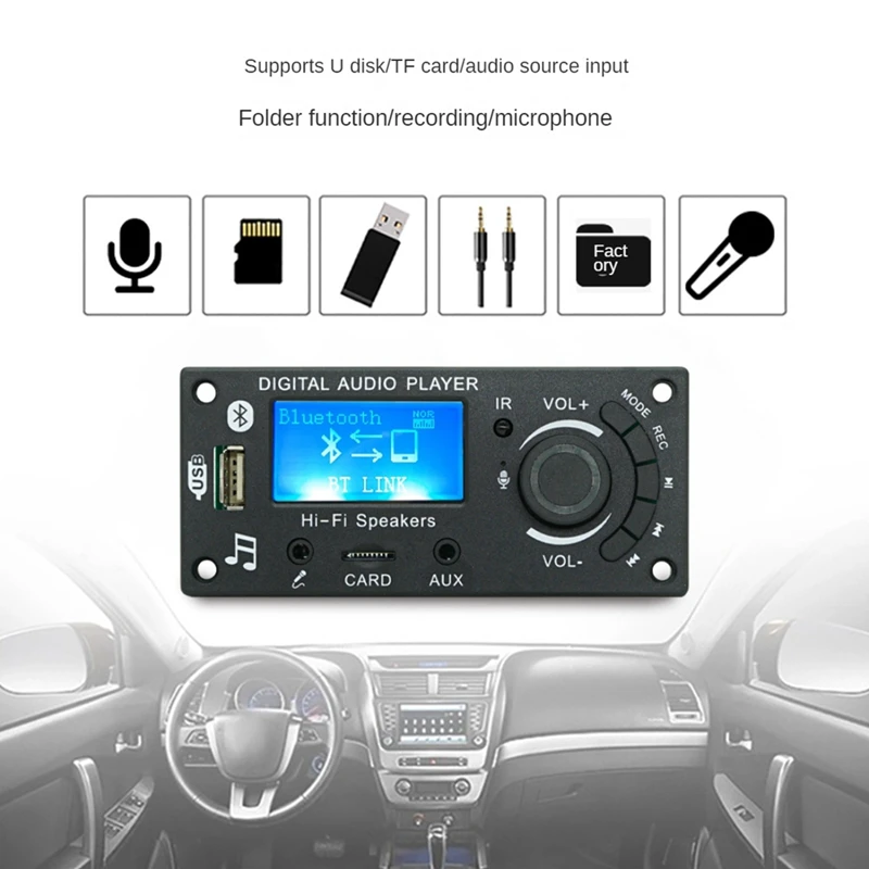 LCD Screen Display Mp3 Decoder Board Bluetooth Module DIY Products Car Audio Accessories Parts Audio Amplifier Board