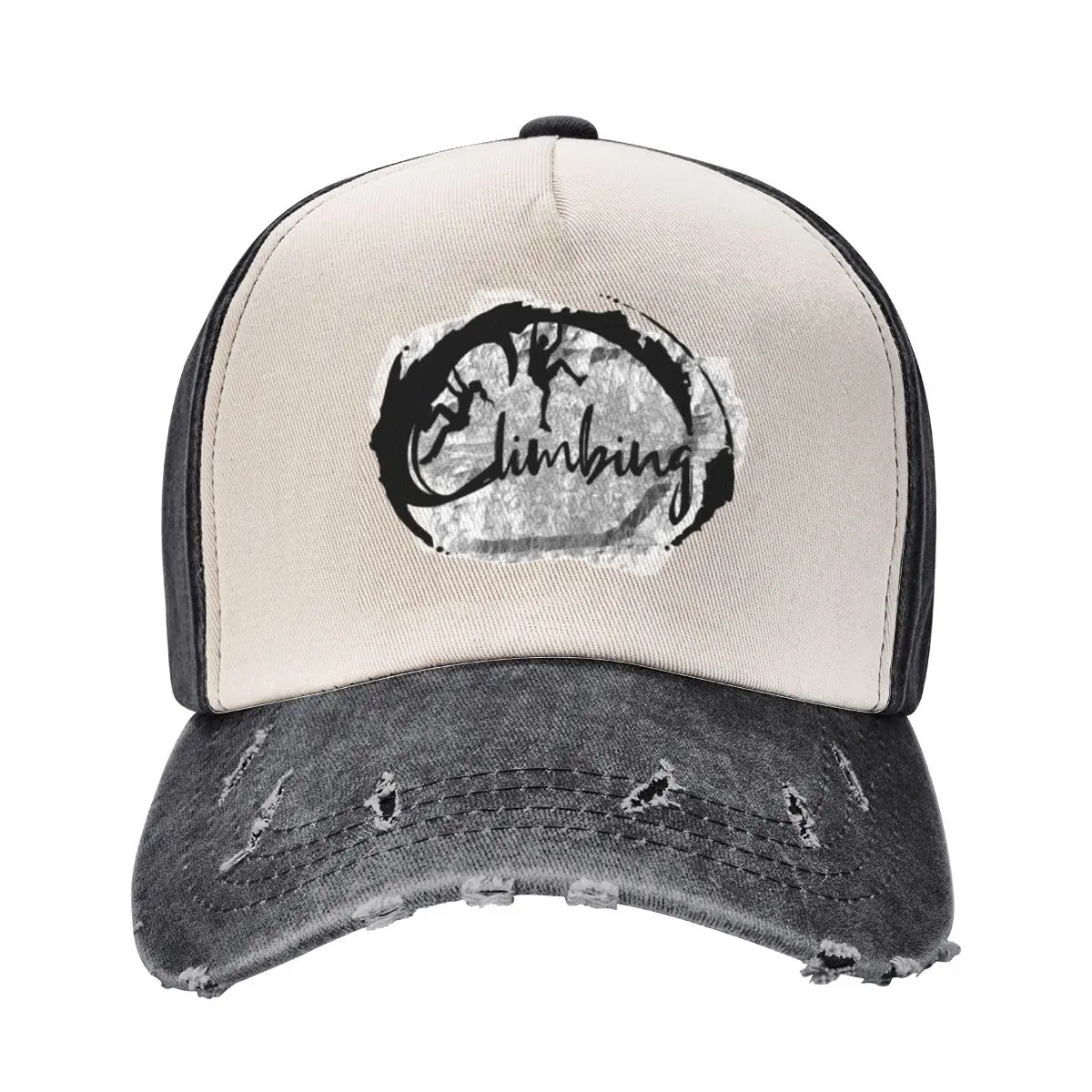 Climbing lettering and rock climbers - rock climbing gifts Baseball Cap fishing hat Vintage Baseball Men Women's