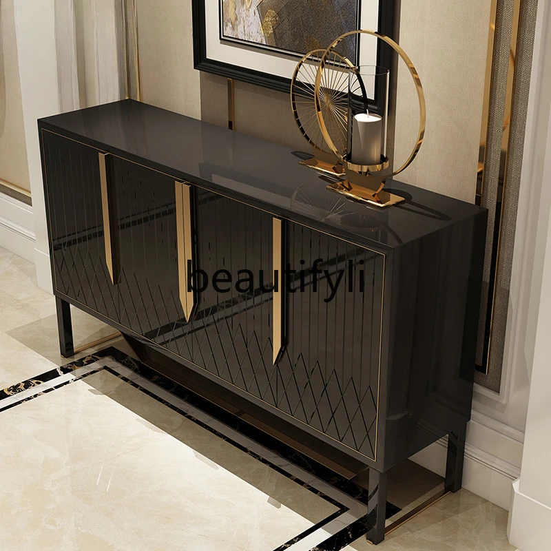 

Light luxury entrance cabinet American decoration modern solid wood dining side cabinet large apartment European villa