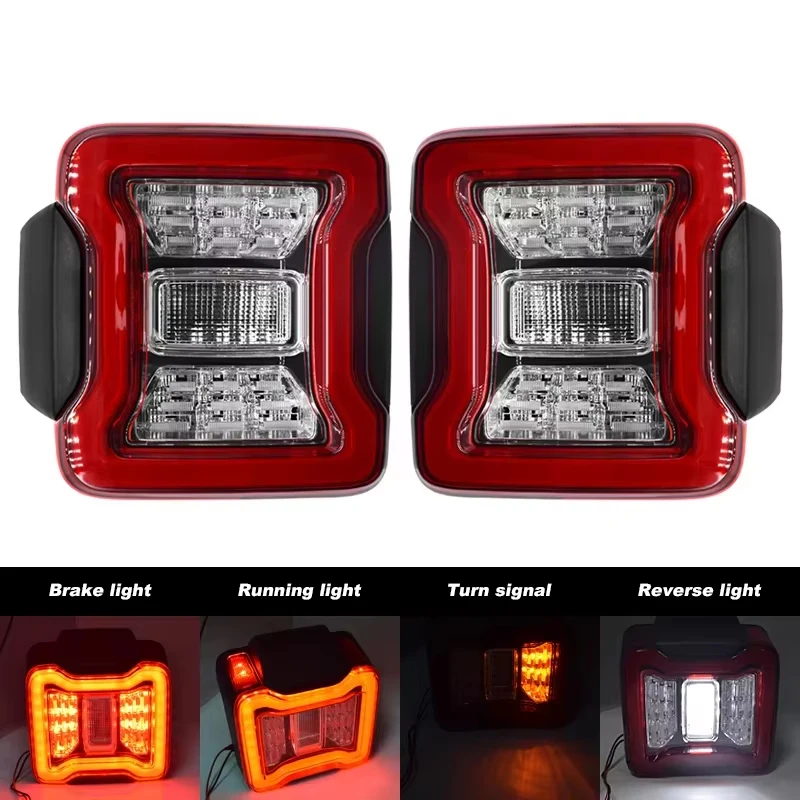 

EURS 2PCS Wrangler JK 2007-2017 Car LED Tail Light Daytime Running Light Brake Reverse Turn Signal Light Rear Tail Light Assembl