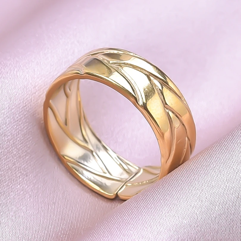 Bague 18k Gold Plated Open Adjustable Stainless Steel Rings For Women Men Accessories Cross Shell Plant Leaf Ring Finger Jewelry