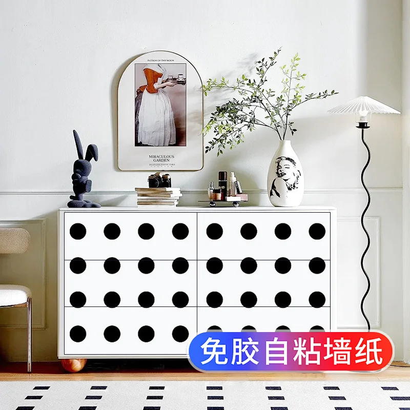 Scandinavian Style Polka Dot Cabinet Refurbishing Self Adhesive Wallpaper for Furniture Door Renovation and Decoration