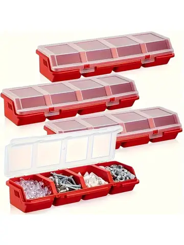 1Pc/2Pcs Multi-Compartment Organizer Box For Screws & Small Parts - Durable Plastic Hardware And Jewelry Storage Case