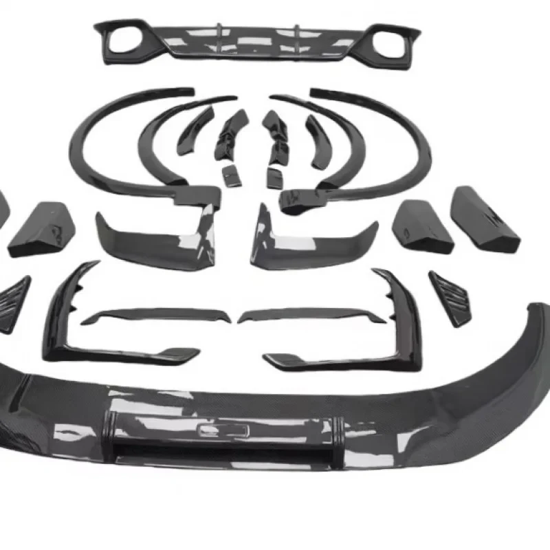 ThrustWorks Premium Car Accsori T Style Dry Carbon Fiber Body Kit Front Lip Grille Trims & Spoiler Durle