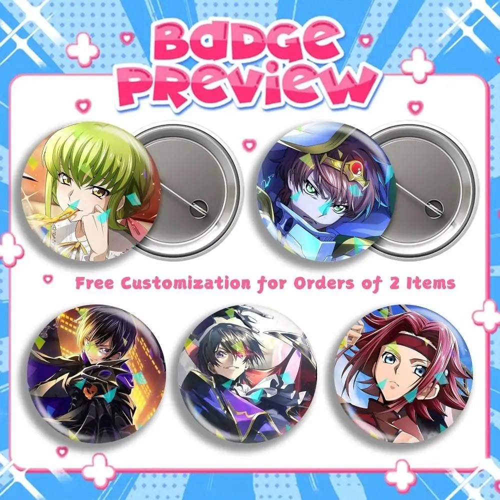 L-Lelouch-CC Anime C-Code Geass Round Badge Pins Creative Pins Bag Decor Accessories Fan Collection Gifts for Friends