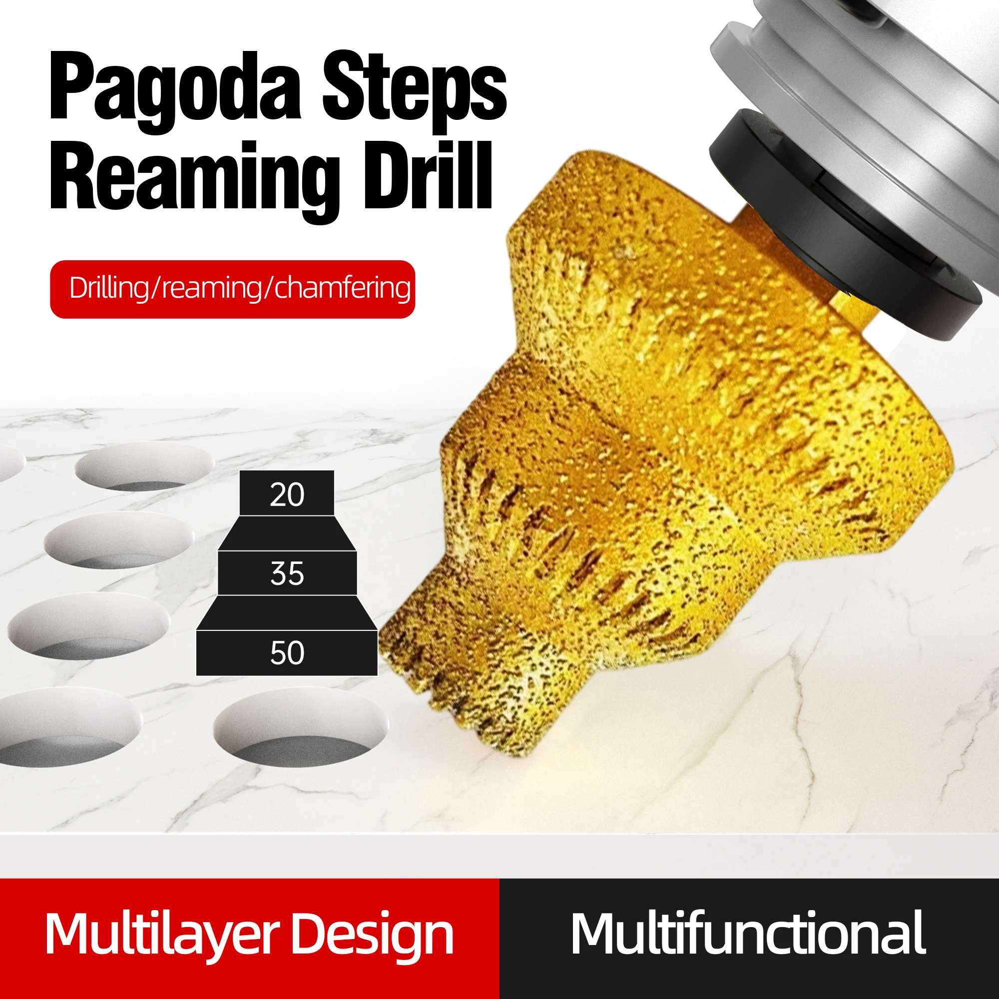 HUHAO M10 Diamond Chamfer Router Bits Hole Saw Tile Cutter Marble Concrete Reamer Masonry Drilling Crowns Construction Tools