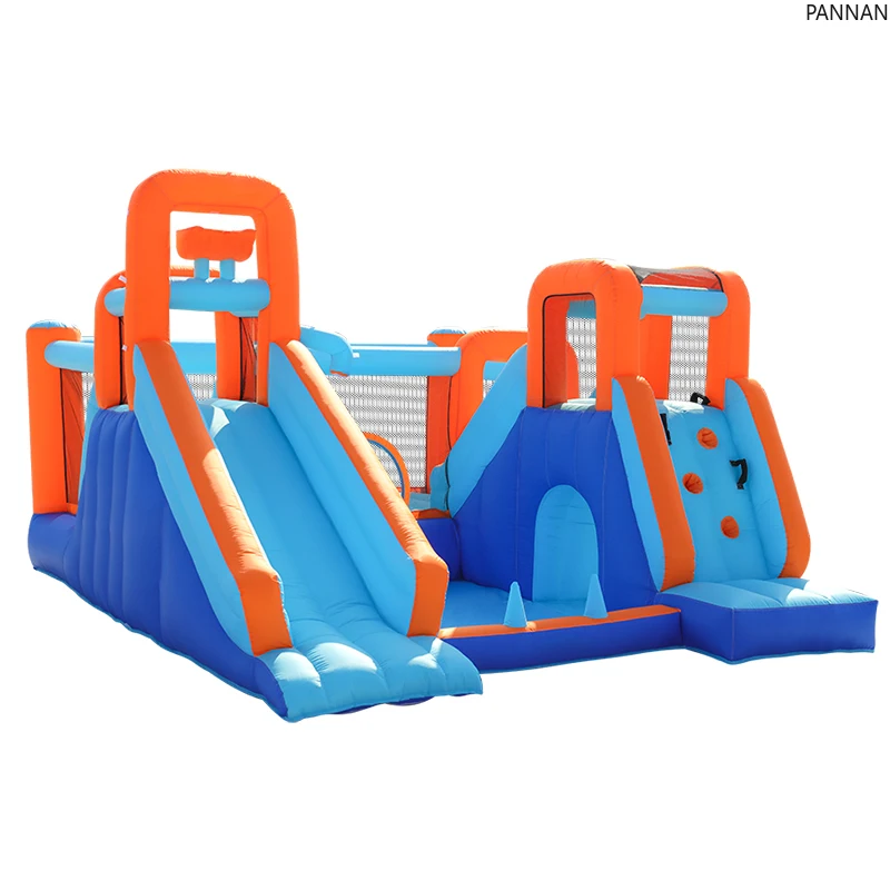 

Water jet double slide inflatable castle trampoline slide outdoor large and small naughty castle