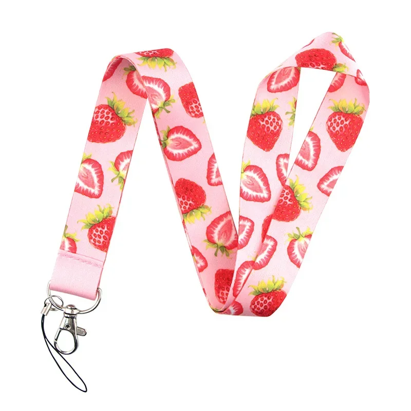 Porte-clé avec lanière en forme de fruits, 1 pièce, pour carte d'identité, badge USB, téléphone portable, sangle de cou