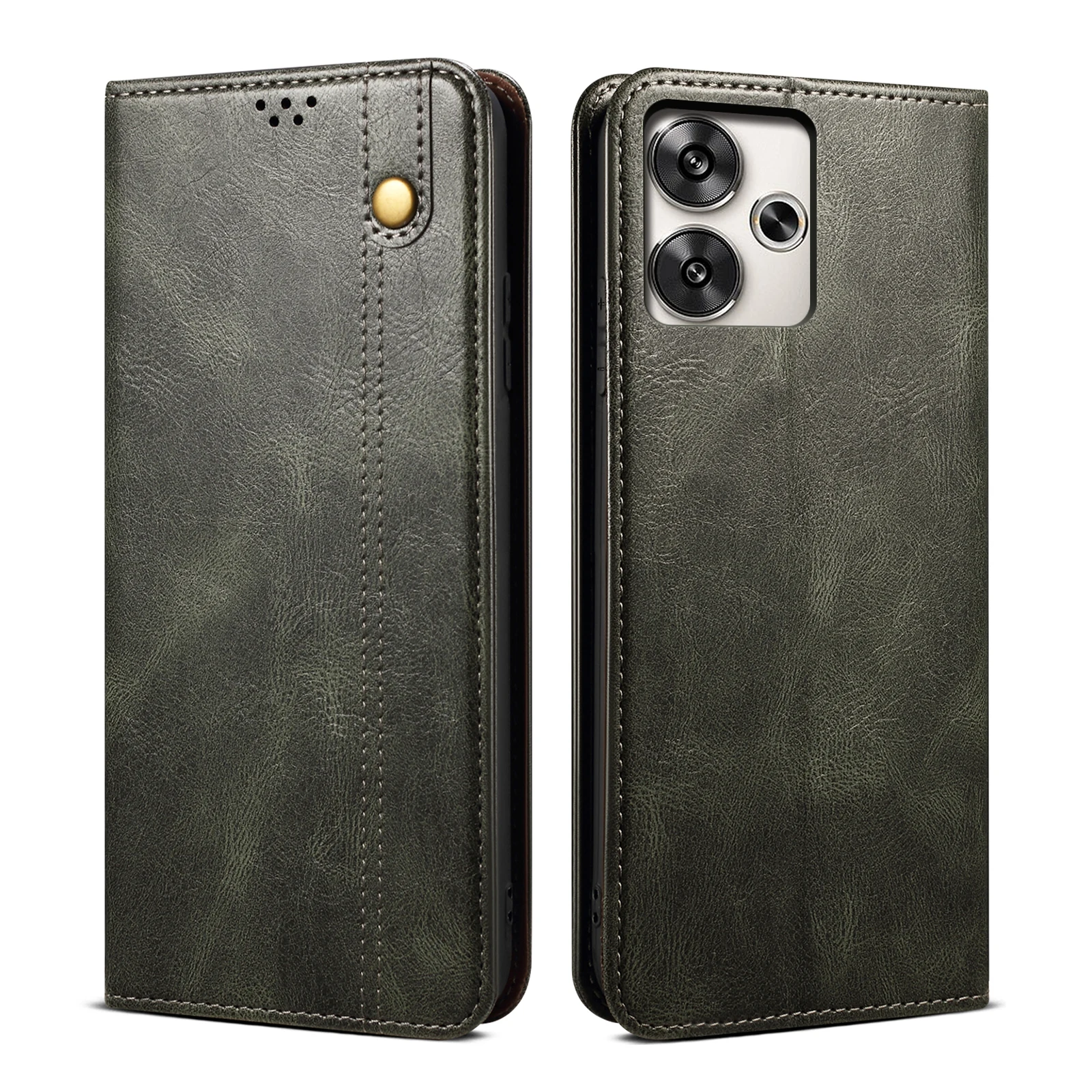 เคสฝาพับมีกระเป๋าเงินหนังขี้ผึ้งสำหรับ Xiaomi poco F6 5g/redmi TURBO 3/ปกหนังสือแนวธุรกิจแนววินเทจ Turbo3